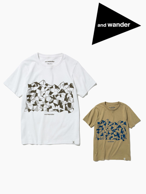 and wander,アンドワンダー,geometric printed T,ジオメトリック プリントTシャツ