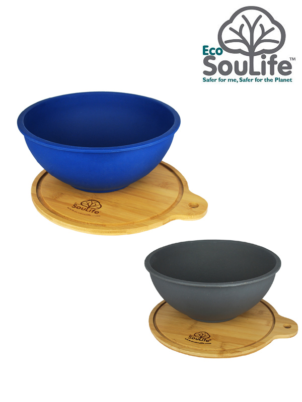 Eco Sou Life,Salad Bowl with Bamboo Wood Cutting Board M,エコソウライフ,サラダボウルウィズバンブーカッティングボード M